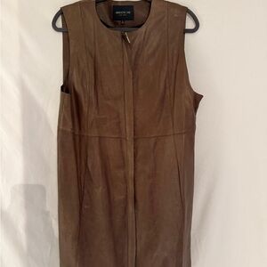 Lafayette 148 New York Tan Leather Vest